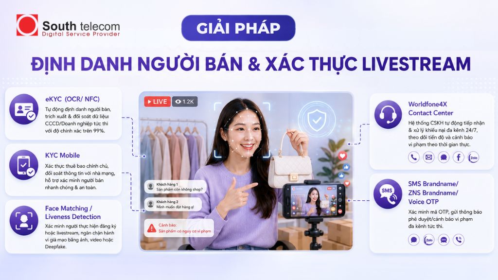 Giải pháp định danh người bán và xác thực livestream toàn diện từ South Telecom 